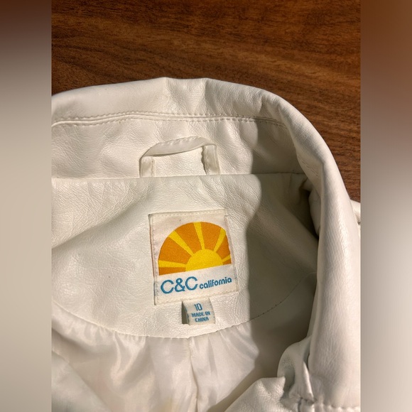 C&C California Girls Embroidered White Faux Leather Jacket - Picture 5 of 7